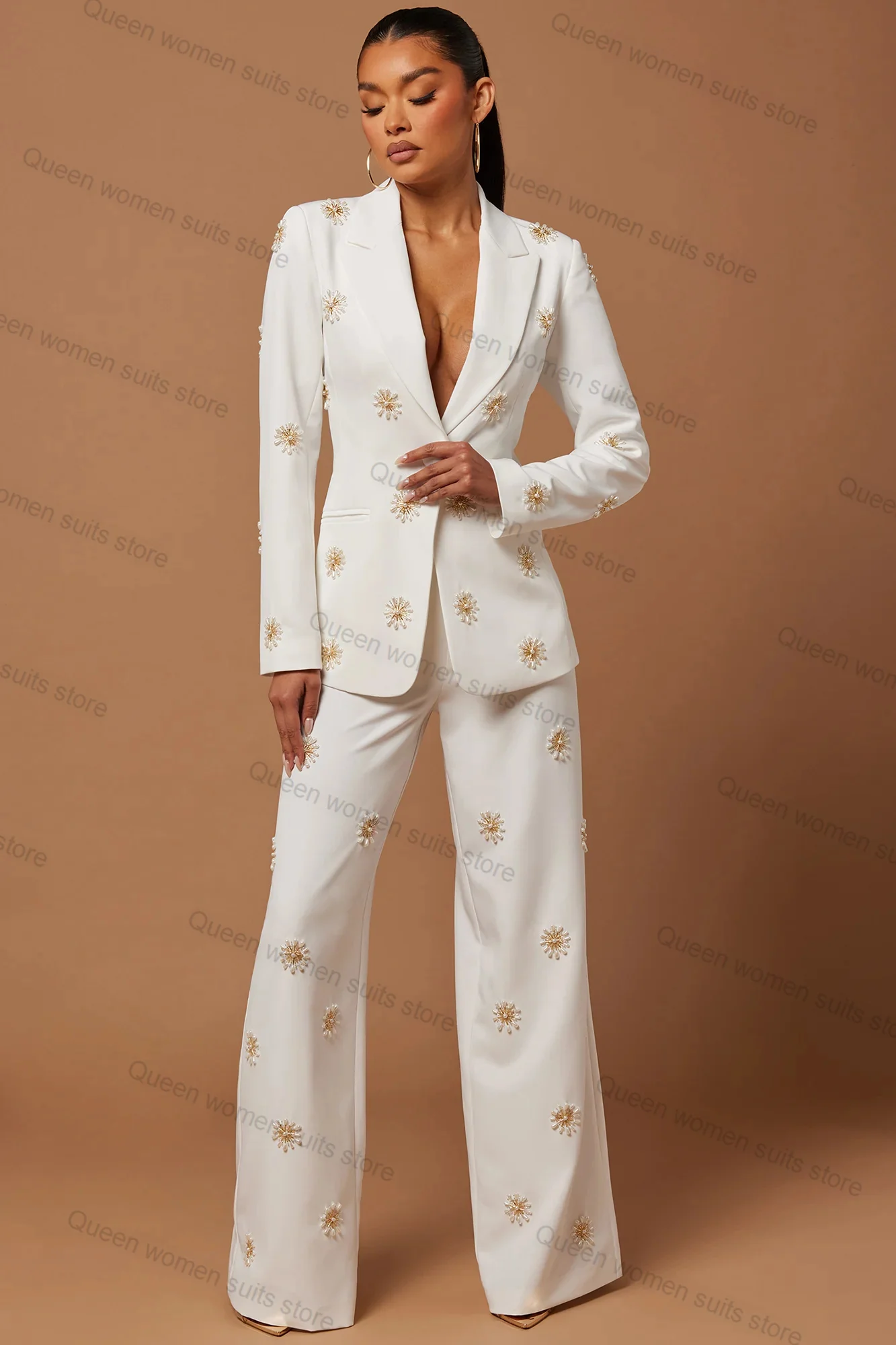 Pearls Elegant White Women Suit Pants Set 2 Piece Blazer+Trousers Wedding Tuxedo Formal Office Lady Jacket Coat Tailored Wear
Pearls Elegant White Women Suit Pants Set 2 Piece Blazer+Trousers Wedding Tuxedo Formal Office Lady Jacket Coat Tailored Wear