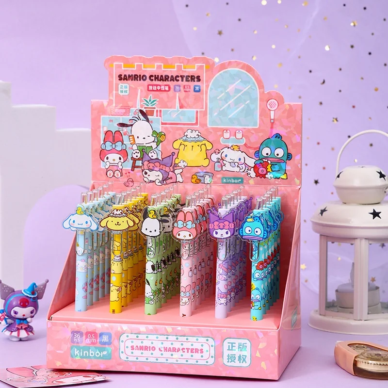 24pcs/lot Sanrio Kuromi Melody Hangyodon Press Gel Pen Cute 0.5mm Black Ink Neutral Pens Promotional Gift Office School Supply
24pcs/lot Sanrio Kuromi Melody Hangyodon Press Gel Pen Cute 0.5mm Black Ink Neutral Pens Promotional Gift Office School Supply