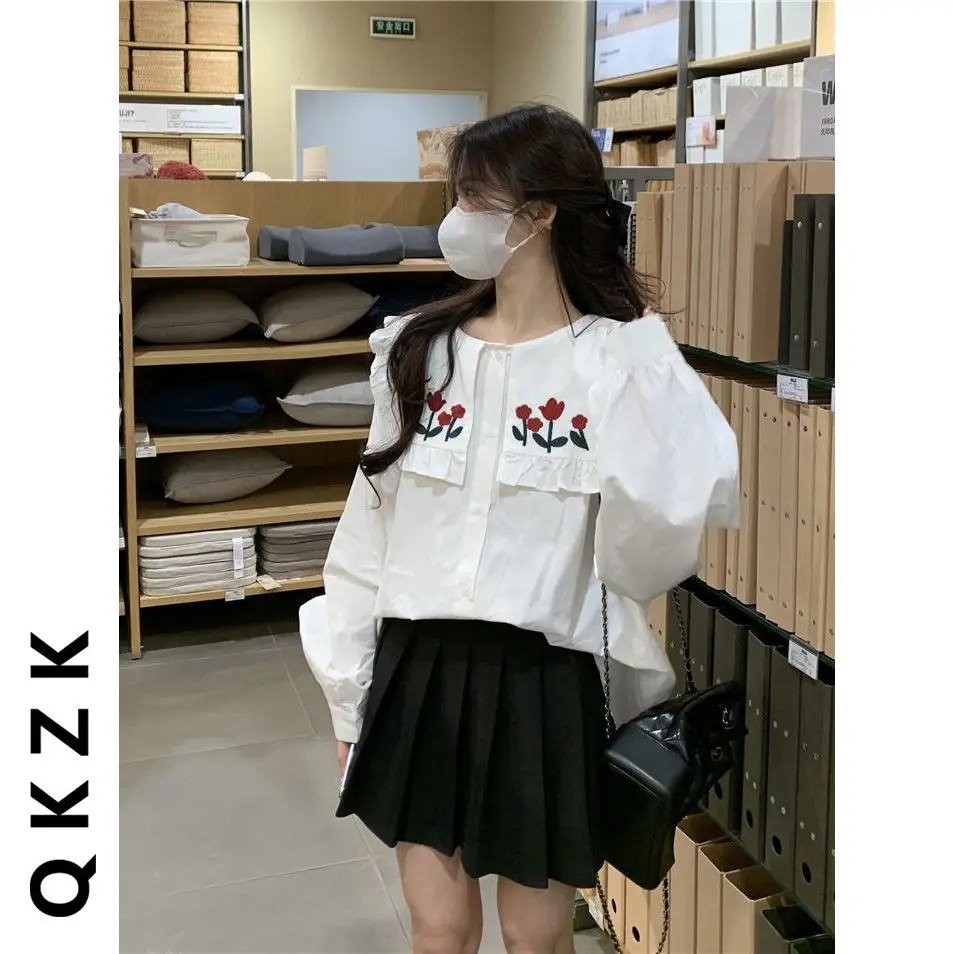 New Casual Shirts Women Single-Breasted Straight Loose Lace Print Turn-down-collar Autumn Korean Style Sweet Ladies 2024 F174
New Casual Shirts Women Single-Breasted Straight Loose Lace Print Turn-down-collar Autumn Korean Style Sweet Ladies 2024 F174