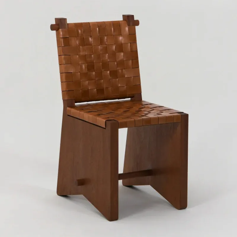 Chair dining chair household retro solid wood woven leather back chair
Chair dining chair household retro solid wood woven leather back chair
