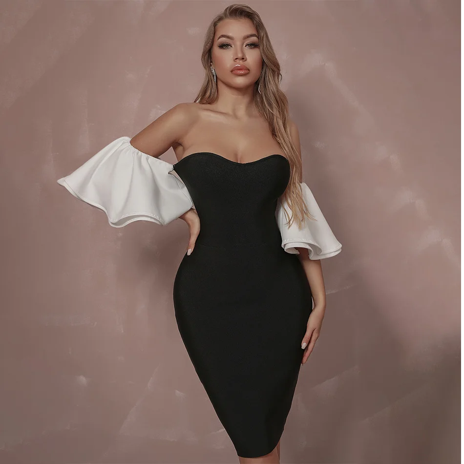 New Fashion Off Shoulder Strapless Bandage Vestidos New Women's Sexy Slash Neck Patchwork Ruffles Sleeve Party Dresses
New Fashion Off Shoulder Strapless Bandage Vestidos New Women's Sexy Slash Neck Patchwork Ruffles Sleeve Party Dresses
