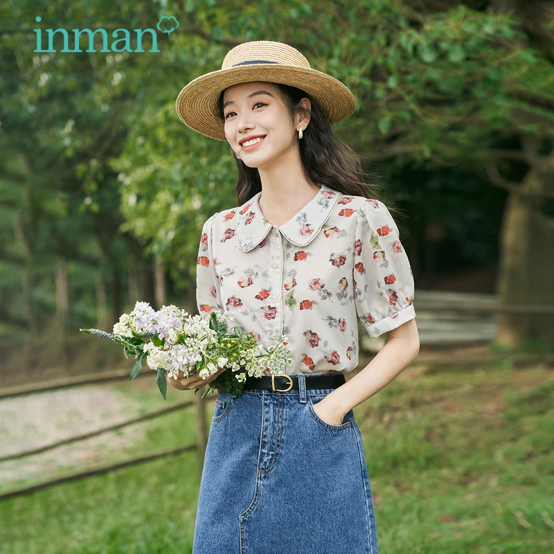 INMAN Women Chiffon Shirt 2023 Summer Short Sleeves Doll Collar Loose Blouse Flower Print Vintage Exquisite Lace Tops
INMAN Women Chiffon Shirt 2023 Summer Short Sleeves Doll Collar Loose Blouse Flower Print Vintage Exquisite Lace Tops