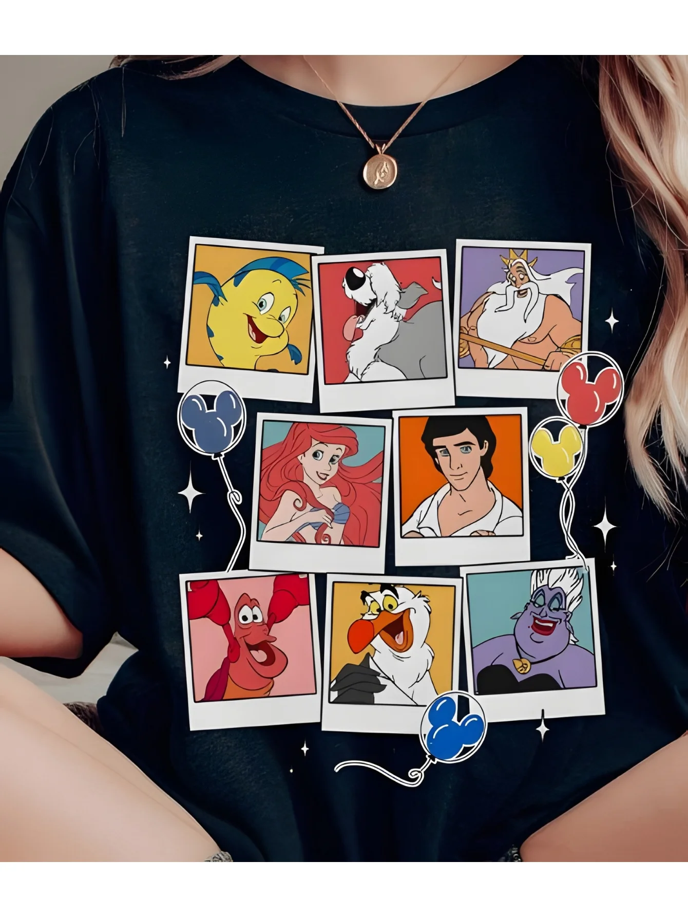 Disney Little Mermaid Polaroid Printed Men's and Women's T-shirts Cute, Fashionable, Cool Black Short Sleeves
Disney Little Mermaid Polaroid Printed Men's and Women's T-shirts Cute, Fashionable, Cool Black Short Sleeves