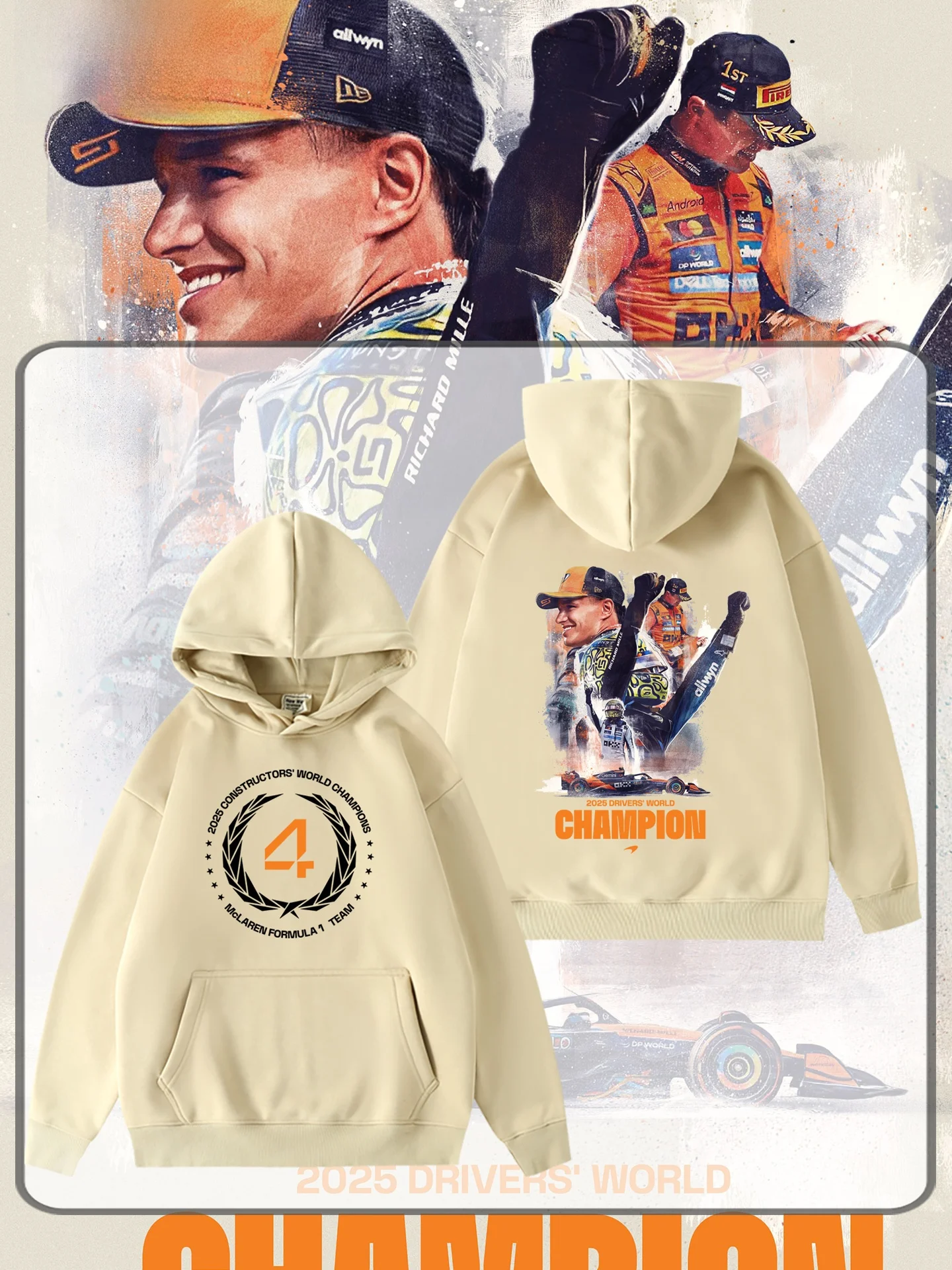 McLaren F T Lando Norris World Commemorative Hoodie Fce Lined Autumn Winter Versatile Casual Sweatirt
McLaren F T Lando Norris World Commemorative Hoodie Fce Lined Autumn Winter Versatile Casual Sweatirt