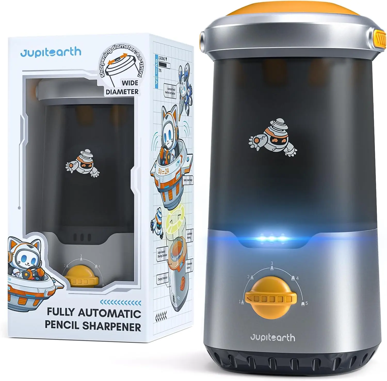 Hands-Free Electric Pencil Sharpener for Kids, Auto In & Out, Fits 6.9-11mm Pencils, Rechargeable, Black
Hands-Free Electric Pencil Sharpener for Kids, Auto In & Out, Fits 6.9-11mm Pencils, Rechargeable, Black