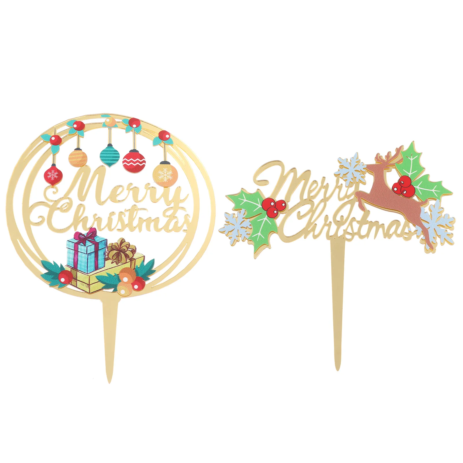 2Pcs Cake Topper Merry Christmas Acrylic Decoration LightWeight SmallSize Dessert Gift Cartoon 3D BrightColor AdorableShape
2Pcs Cake Topper Merry Christmas Acrylic Decoration LightWeight SmallSize Dessert Gift Cartoon 3D BrightColor AdorableShape