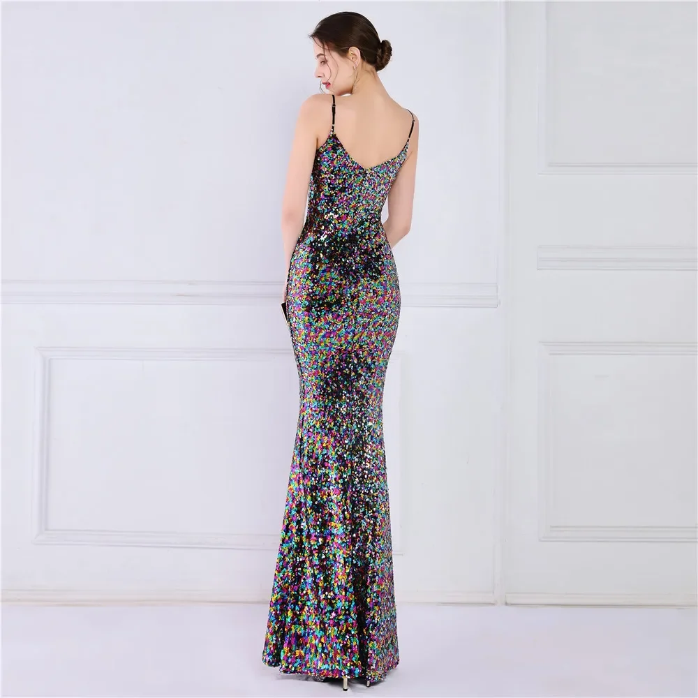 Sexy V-Neck Evening Dress Women Strap Party Maxi Dress Celebrity Silver Sequin Dress Long Prom Dress
Sexy V-Neck Evening Dress Women Strap Party Maxi Dress Celebrity Silver Sequin Dress Long Prom Dress