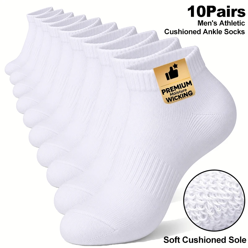 10 Pairs Men's Athletic Cushioned Ankle Socks, Comfort Wicking Anti-Blister Running Sock
10 Pairs Men's Athletic Cushioned Ankle Socks, Comfort Wicking Anti-Blister Running Sock