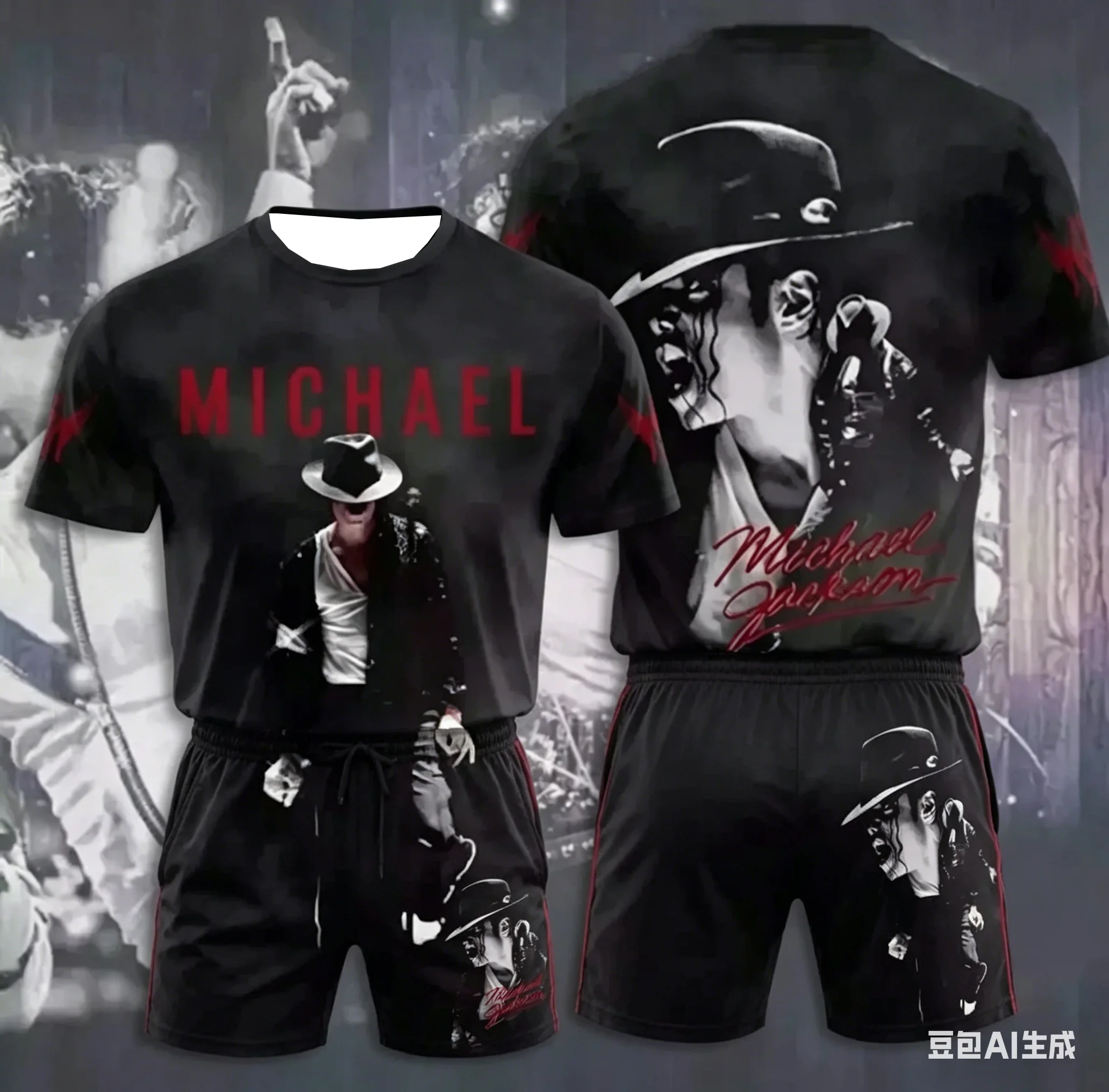 2026 Men's Michael Jackson "Smooth Criminal" Tribute 2PCS Set Red Print T-Shirt + Casual Shorts for King of Pop Fans
2026 Men's Michael Jackson "Smooth Criminal" Tribute 2PCS Set Red Print T-Shirt + Casual Shorts for King of Pop Fans