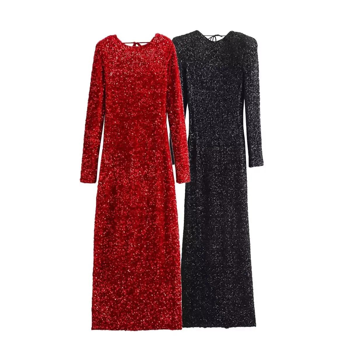 Women's Two-Color Dress With Shoulder Pads And Pearl Embellishments
Women's Two-Color Dress With Shoulder Pads And Pearl Embellishments