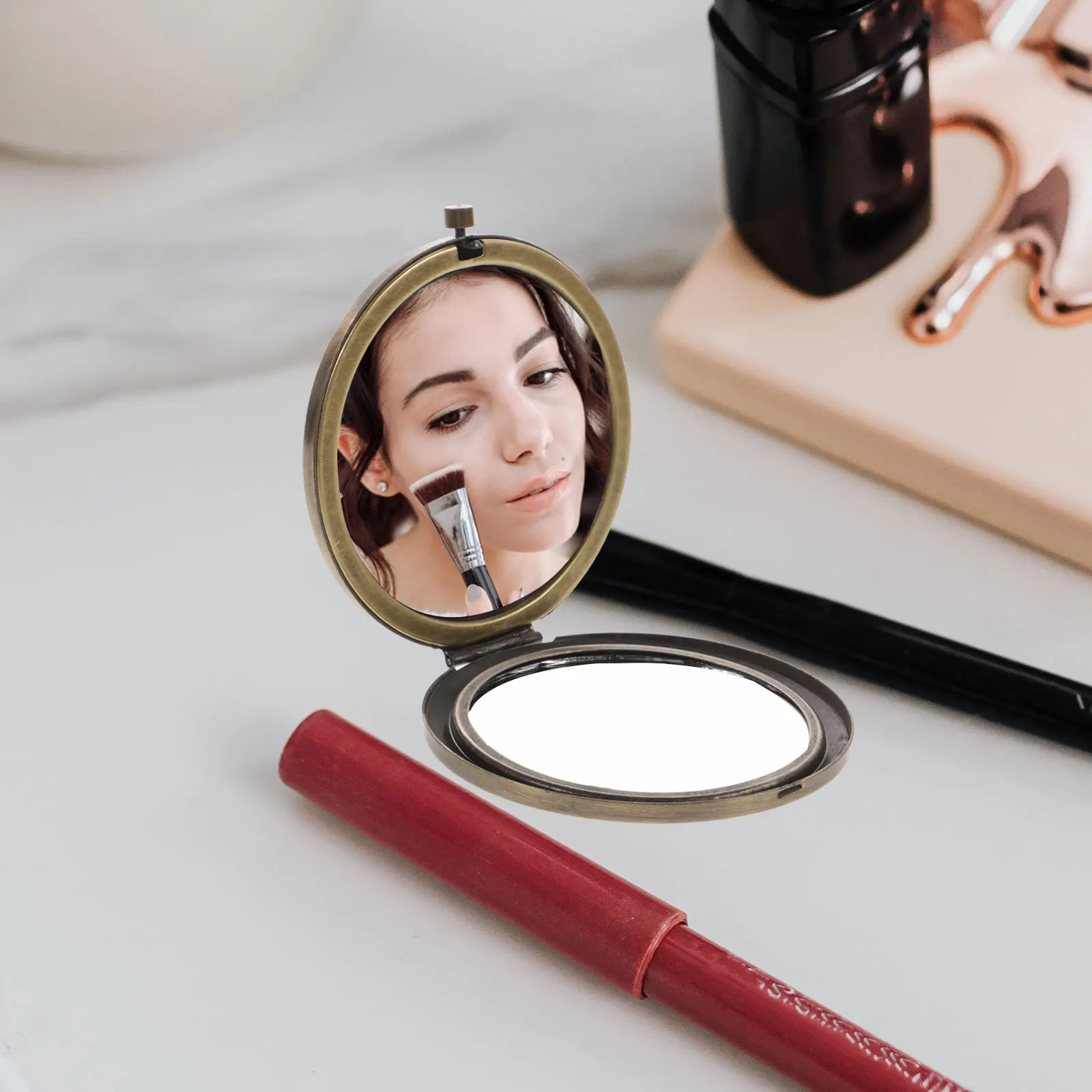 Portable Makeup Mirror Round Foldable Compact Travel Mirror for Women Small Wood Metal Vintage Style Beauty Tool
Portable Makeup Mirror Round Foldable Compact Travel Mirror for Women Small Wood Metal Vintage Style Beauty Tool