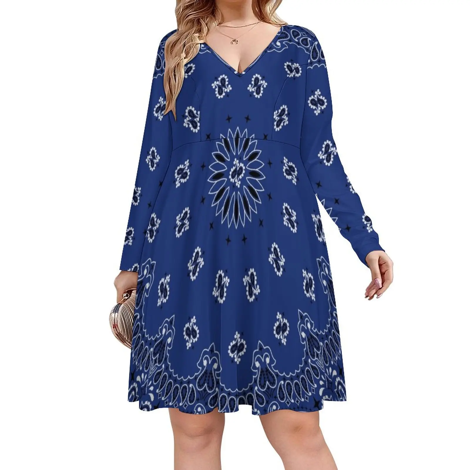Blue Bandana Pattern Oversized V-neck Dress Women"s summer long dress prom dresses 2024 Woman clothing birthday dress for women
Blue Bandana Pattern Oversized V-neck Dress Women"s summer long dress prom dresses 2024 Woman clothing birthday dress for women
