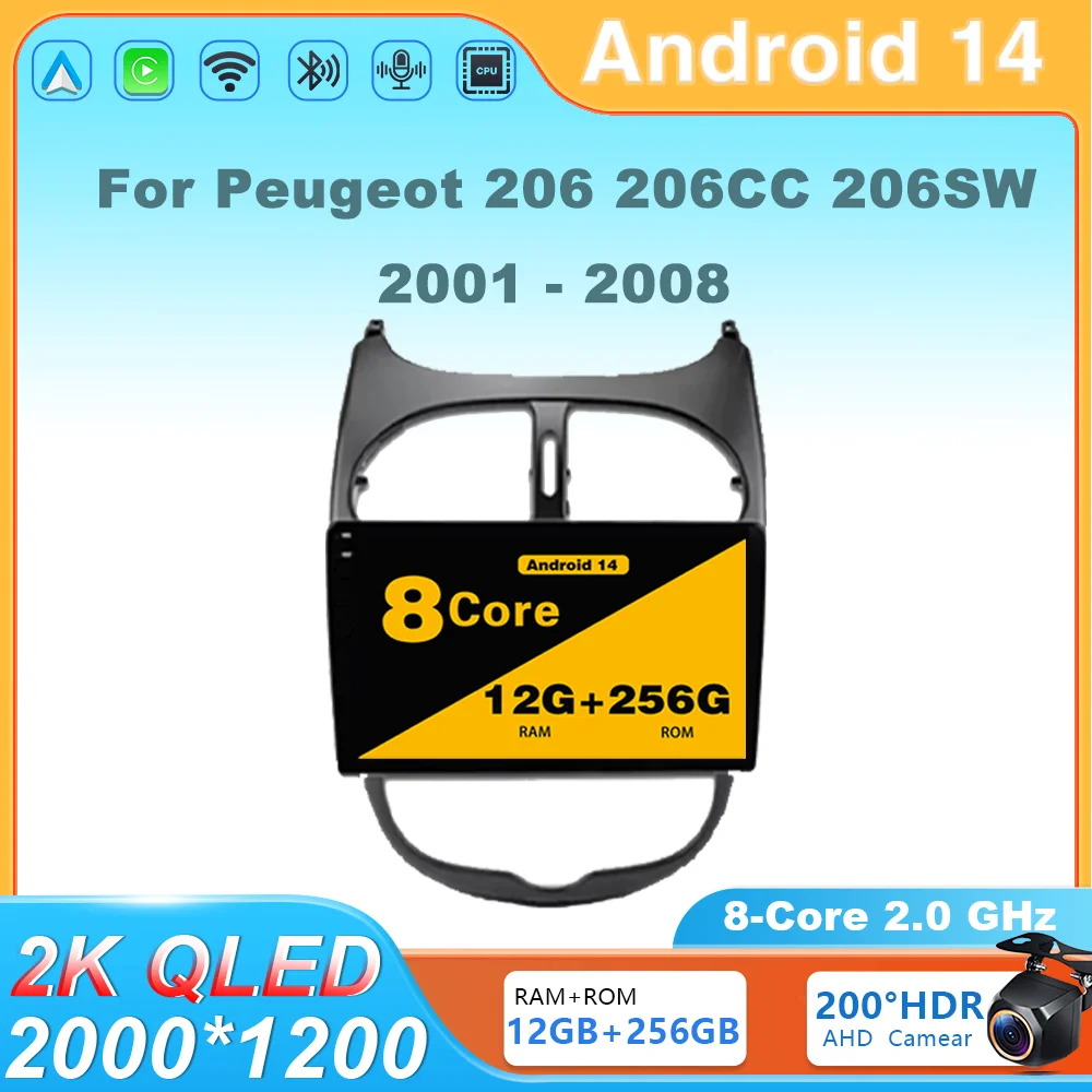 Android 14 Car Radio Multimedia Player Stereo Navigation GPS 4G Wireless Carplay Screem For Peugeot 206 206CC 206SW 2001 - 2008
Android 14 Car Radio Multimedia Player Stereo Navigation GPS 4G Wireless Carplay Screem For Peugeot 206 206CC 206SW 2001 - 2008