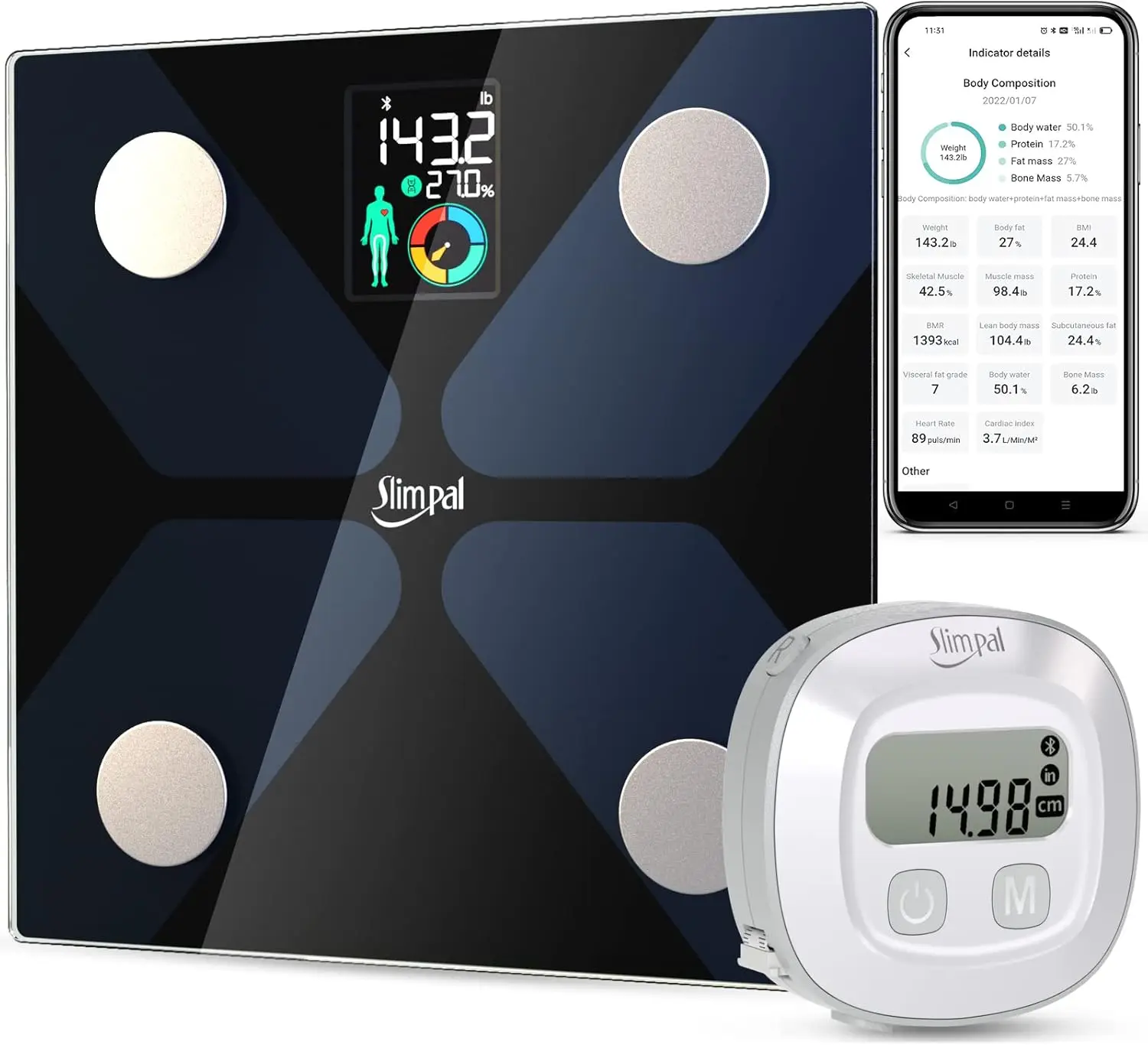 Smart Body Fat Tape & Scale with App for Weight Loss, Body Composition Analysis
Smart Body Fat Tape & Scale with App for Weight Loss, Body Composition Analysis