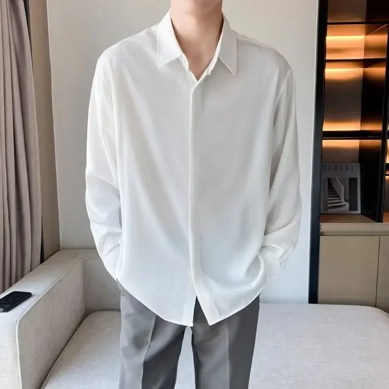 2025Trendy Pure Color Men's Shirt Autumn Daily Youth Lapel Washed Summer Ice Silk Long Sleeve Draping Style Light Maturity Style
2025Trendy Pure Color Men's Shirt Autumn Daily Youth Lapel Washed Summer Ice Silk Long Sleeve Draping Style Light Maturity Style