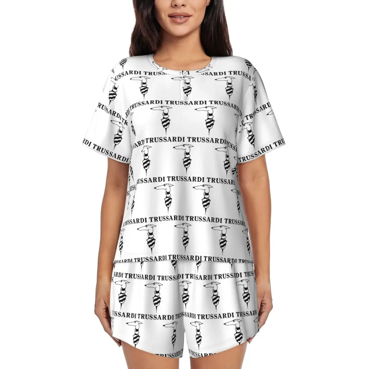 Trussardis Logo Round Neck Short Sleeves Nightdress for Sleeping Sleepshirts Women Loose Pajama Set Short Pants
Trussardis Logo Round Neck Short Sleeves Nightdress for Sleeping Sleepshirts Women Loose Pajama Set Short Pants