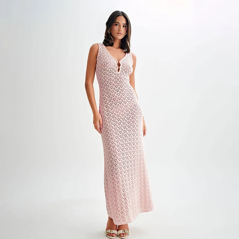 New European and American Knitted Beach Dress Sexy Sleeveless Hollow Perspective Seaside Vacation Dress Sunscreen Clothing
New European and American Knitted Beach Dress Sexy Sleeveless Hollow Perspective Seaside Vacation Dress Sunscreen Clothing