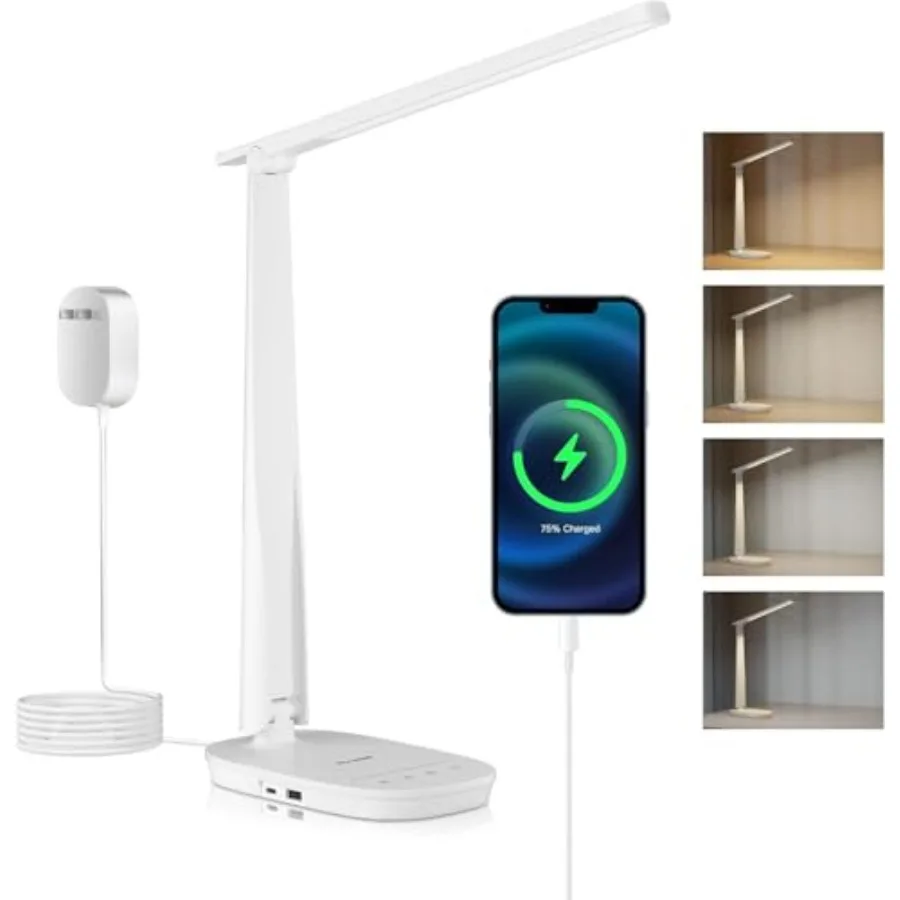 HWT-H2 LED Desk Lamp, CRI94 Full Spectrum Eye-Caring Table Light, Foldable Dimmable 4 Color Modes with USB A+C Charging Ports f
HWT-H2 LED Desk Lamp, CRI94 Full Spectrum Eye-Caring Table Light, Foldable Dimmable 4 Color Modes with USB A+C Charging Ports f