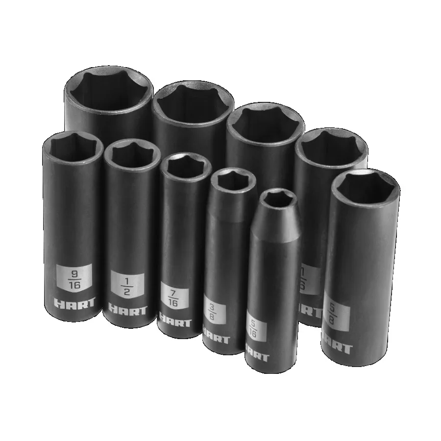 10-Piece 3/8-inch Drive SAE Impact Socket Set in Chrome Vanadium Steel Durable for Automotive Repair Mechanical Work, Includes
10-Piece 3/8-inch Drive SAE Impact Socket Set in Chrome Vanadium Steel Durable for Automotive Repair Mechanical Work, Includes