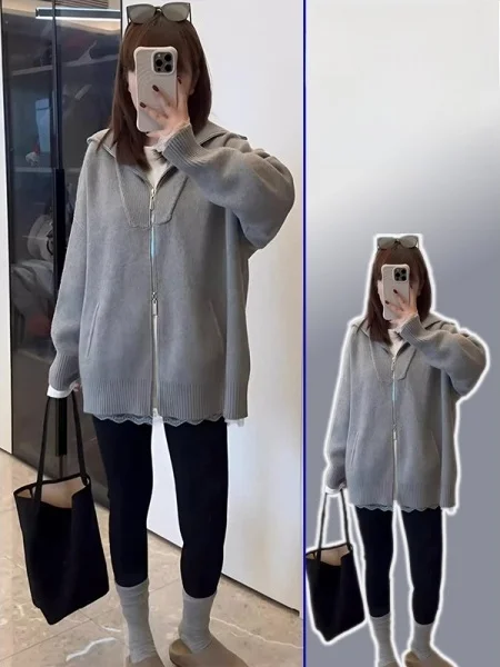 plus Size Knitted Open Cardigan Spring New Style Unique Double Zipper Loose Sweater Outerwear for plus Size Women French Style
plus Size Knitted Open Cardigan Spring New Style Unique Double Zipper Loose Sweater Outerwear for plus Size Women French Style