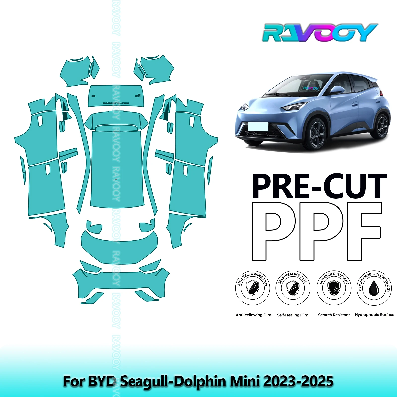 Full Vehicle Clear Bra Precut PPF Paint Protection Film For BYD Seagull-Dolphin Mini 2023-2025
Full Vehicle Clear Bra Precut PPF Paint Protection Film For BYD Seagull-Dolphin Mini 2023-2025