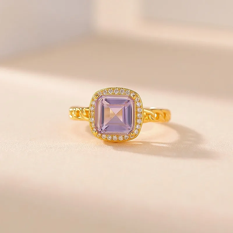 TIMESWIND Natural Purple Yellow Crystal Cutting Square S925 Silver Chain Hollow Women Open Ring with Certificate
TIMESWIND Natural Purple Yellow Crystal Cutting Square S925 Silver Chain Hollow Women Open Ring with Certificate