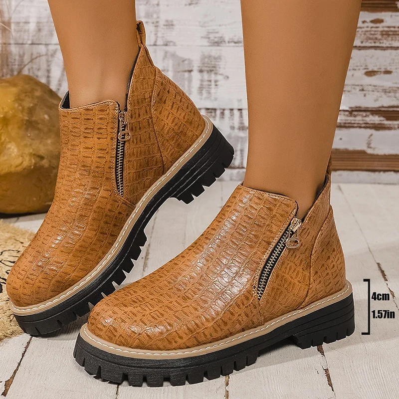 Женские ботильоны из искусственной кожи, модные женские ботинки с двойной молнией, весна-осень 2023, нескользящие женские ботинки на платформе
Женские ботильоны из искусственной кожи, модные женские ботинки с двойной молнией, весна-осень 2023, нескользящие женские ботинки на платформе
