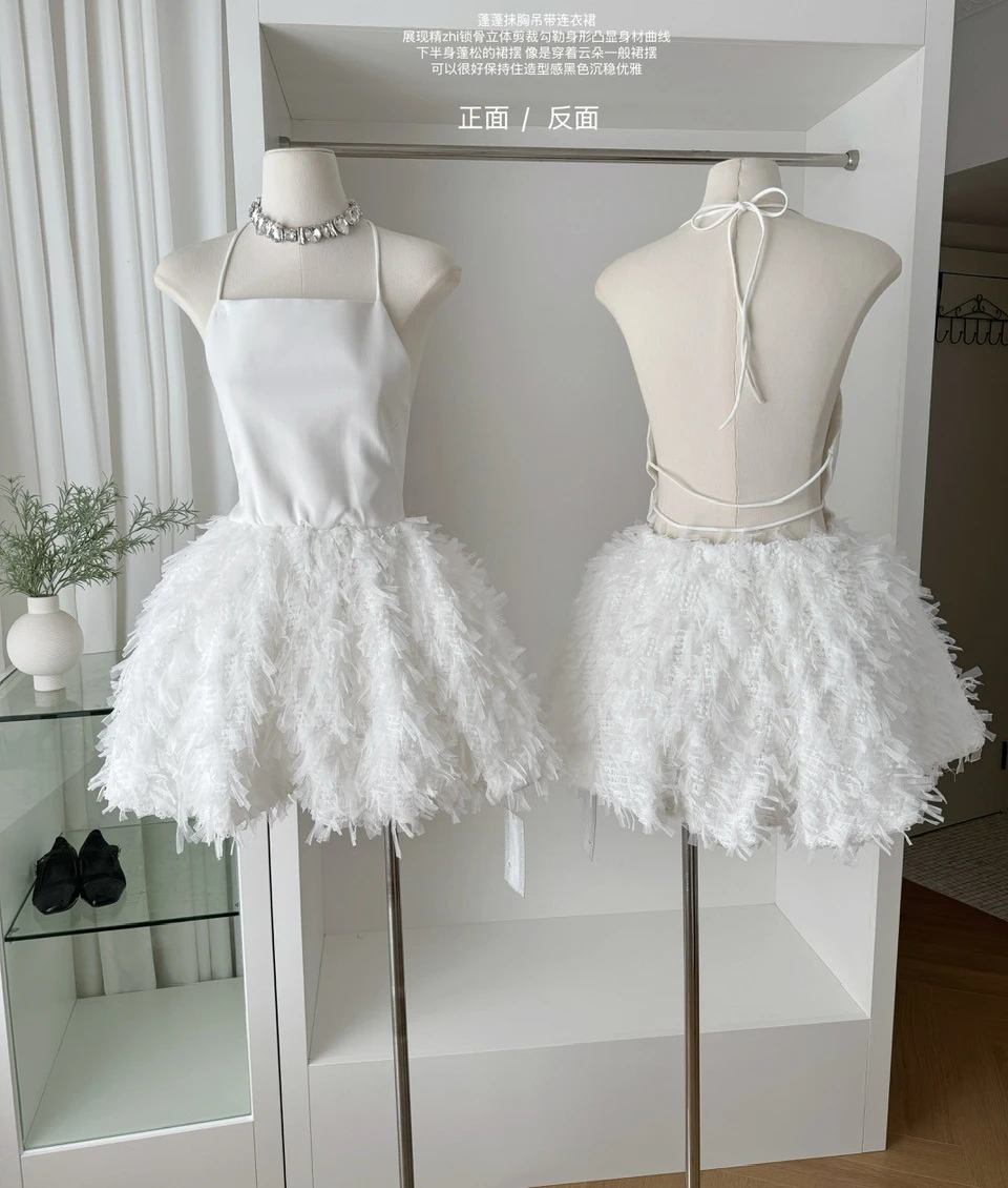 Fashion New Items Solid Color Suspender Dress For Women Backless Mesh Patchwork Ball Gown Evening Dresses Female
Fashion New Items Solid Color Suspender Dress For Women Backless Mesh Patchwork Ball Gown Evening Dresses Female