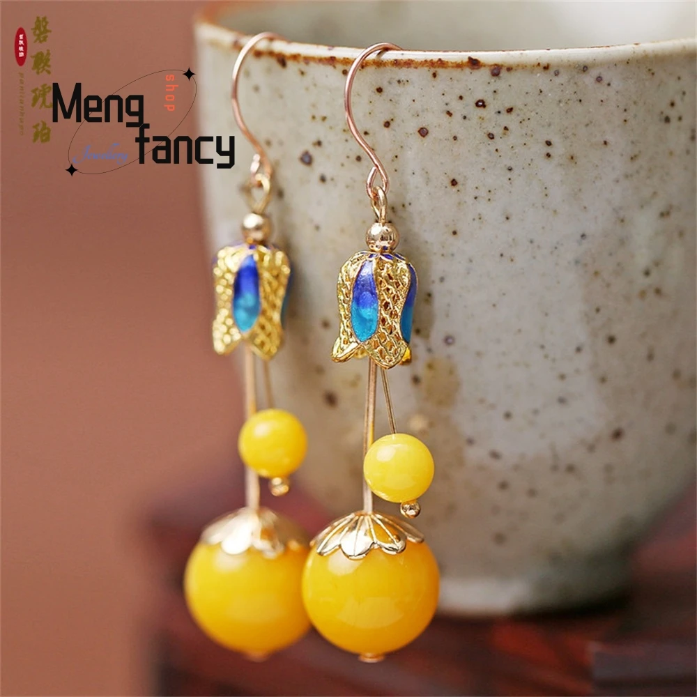 Ethnic Style 925 Silver Beeswax Earrings For Women, Chinese-Style Amber Retro Earrings, Chicken Oil Yellow Old Wax, Cloisonne
Ethnic Style 925 Silver Beeswax Earrings For Women, Chinese-Style Amber Retro Earrings, Chicken Oil Yellow Old Wax, Cloisonne