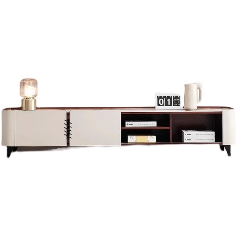 Italian minimalist rock slab light luxury saddle leather coffee table TV
Italian minimalist rock slab light luxury saddle leather coffee table TV