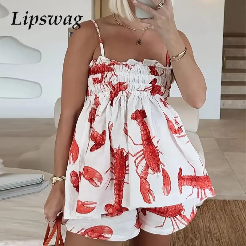 Elegant Animal Printed Hollow Party Suit Sexy Sleeveless Sling Top & Short Pant Outfits Women Fashion Off Shoulder Loose 2Pc Set
Elegant Animal Printed Hollow Party Suit Sexy Sleeveless Sling Top & Short Pant Outfits Women Fashion Off Shoulder Loose 2Pc Set