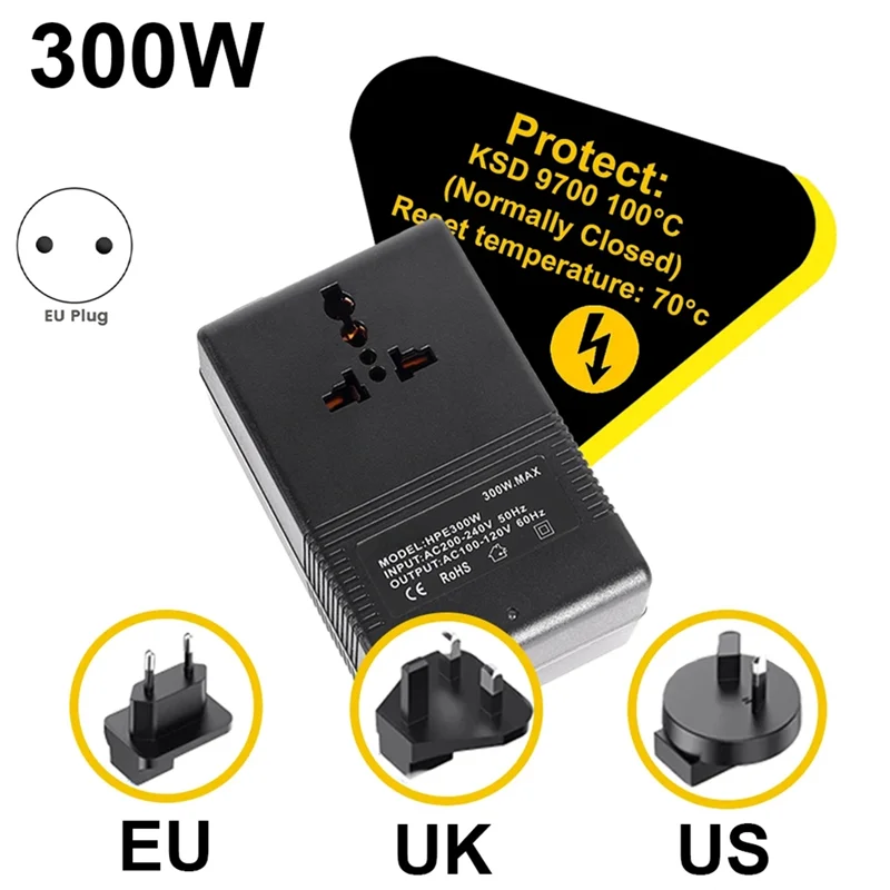 ABKO-300W Voltage Converter Transformer 220V To 110V Steps Down Transformer 110V To 220V Travel Adapter Inverter EU Plug
ABKO-300W Voltage Converter Transformer 220V To 110V Steps Down Transformer 110V To 220V Travel Adapter Inverter EU Plug