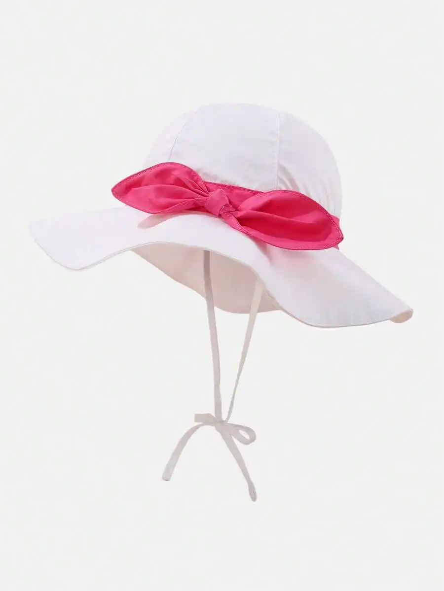 White Wide Brim Sun Hat With Pink Bow And Adjustable Chin Strap For Beach Holiday Daily Wear
White Wide Brim Sun Hat With Pink Bow And Adjustable Chin Strap For Beach Holiday Daily Wear