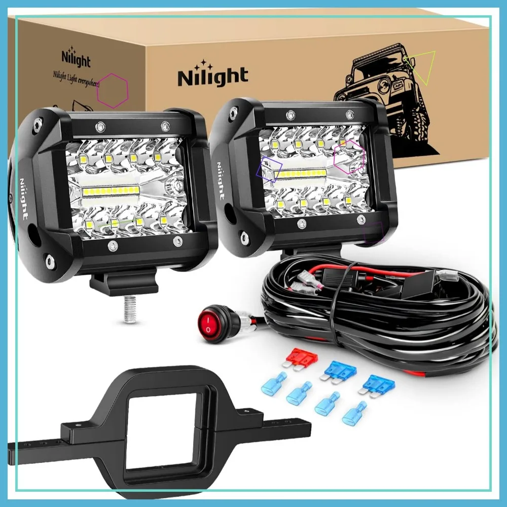 2-Pack 4-Inch 60W LED Pods with Tow Hitch Mounting Brackets for Trucks, SUVs, Trailers
2-Pack 4-Inch 60W LED Pods with Tow Hitch Mounting Brackets for Trucks, SUVs, Trailers