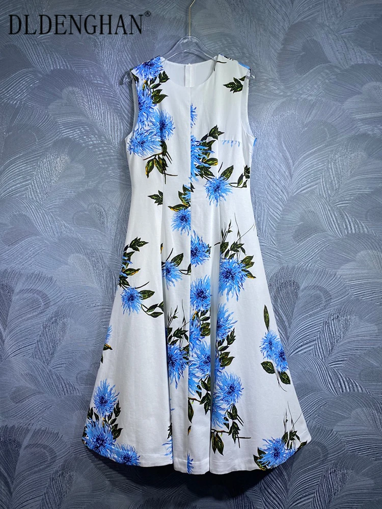 DLDENGHAN Summer Cotton Dress Women's O-Neck Sleeveless Floral Print Elegant Party Dresses Fashion Designer New
DLDENGHAN Summer Cotton Dress Women's O-Neck Sleeveless Floral Print Elegant Party Dresses Fashion Designer New