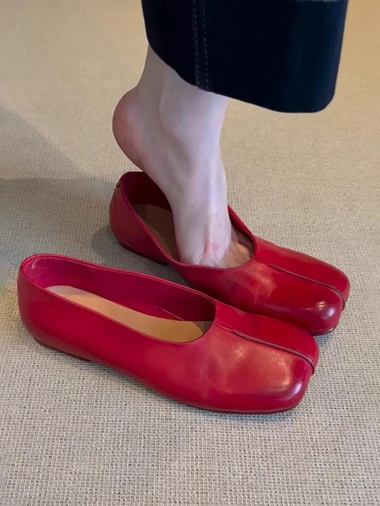Retro Leather Version Simple Slip-On Ballet Flats Women Comfortable Flat Bot Low Cut Faionable Korean Sle Casual oes
Retro Leather Version Simple Slip-On Ballet Flats Women Comfortable Flat Bot Low Cut Faionable Korean Sle Casual oes