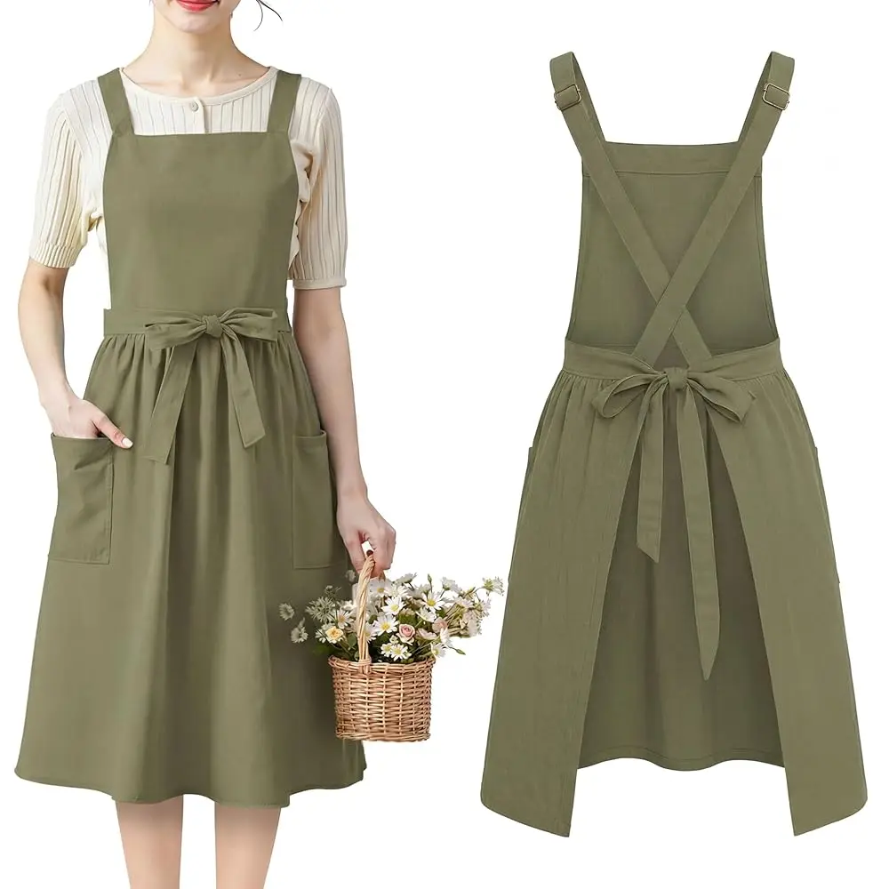 100% Cotton Aprons with Pockets Pinafore Dress for Women Vintage Cute Aprons for Kitchen Baking Gardening Painting
100% Cotton Aprons with Pockets Pinafore Dress for Women Vintage Cute Aprons for Kitchen Baking Gardening Painting
