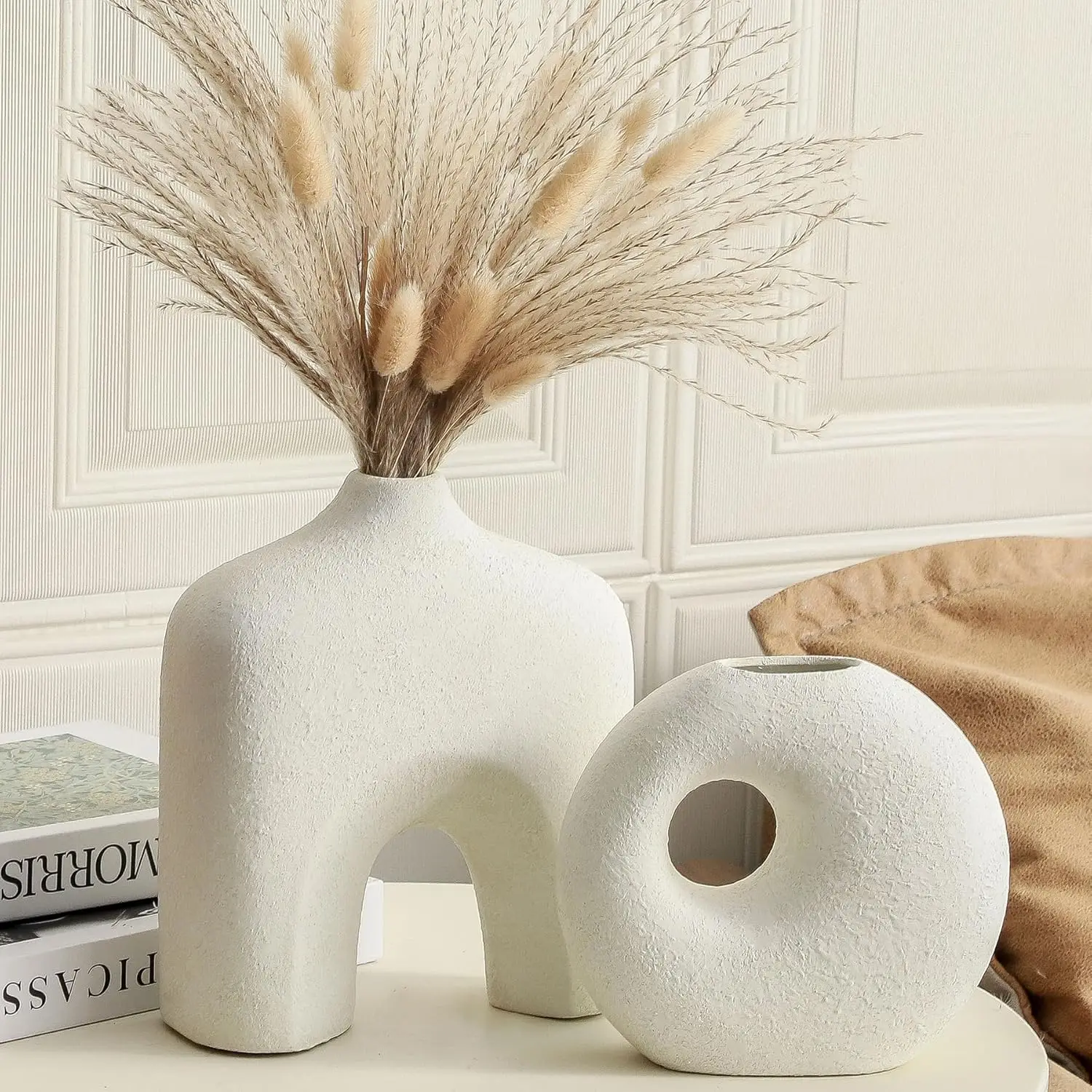 Modern Donut Vase Set of 2, Minimalist Nordic Decor, Waterproof Round Vases for Living Room, Table & Bookshelf (Off White)
Modern Donut Vase Set of 2, Minimalist Nordic Decor, Waterproof Round Vases for Living Room, Table & Bookshelf (Off White)