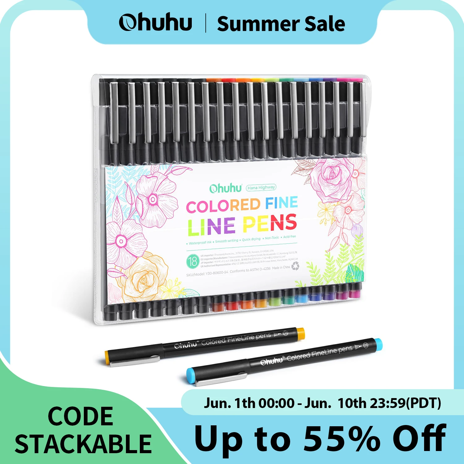 Ohuhu Hana Highway Fineliner Drawing Pens 18 Pack Art Colored Pens Micro Pens Waterproof for Drawing Sketching Writing Markers
Ohuhu Hana Highway Fineliner Drawing Pens 18 Pack Art Colored Pens Micro Pens Waterproof for Drawing Sketching Writing Markers