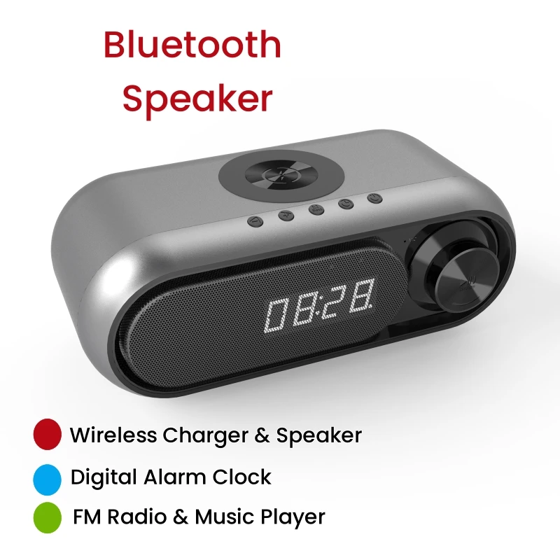 Portable Bluetooth Speaker Subwoofer Mini Home Theater Wireless Charger FM Radio Music Player Digital Alarm Clock for Home
Portable Bluetooth Speaker Subwoofer Mini Home Theater Wireless Charger FM Radio Music Player Digital Alarm Clock for Home