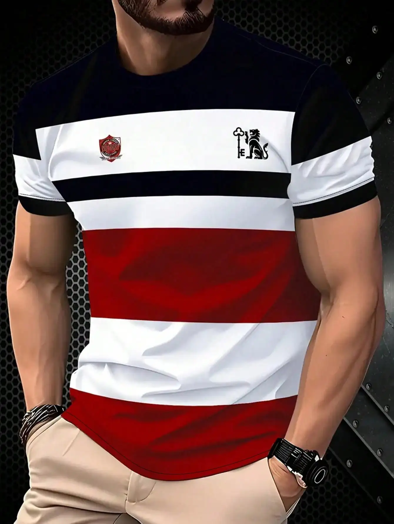 Men's Striped Graphic Print Short Sleeve T-Shirt Lightweight Breathable Casual Wear
Men's Striped Graphic Print Short Sleeve T-Shirt Lightweight Breathable Casual Wear