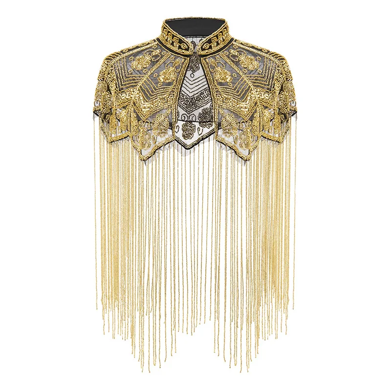 Retro Sequins Shawl Handmade Tassel Cape Women European American Style Outerwear For Banquet Party Evening
Retro Sequins Shawl Handmade Tassel Cape Women European American Style Outerwear For Banquet Party Evening