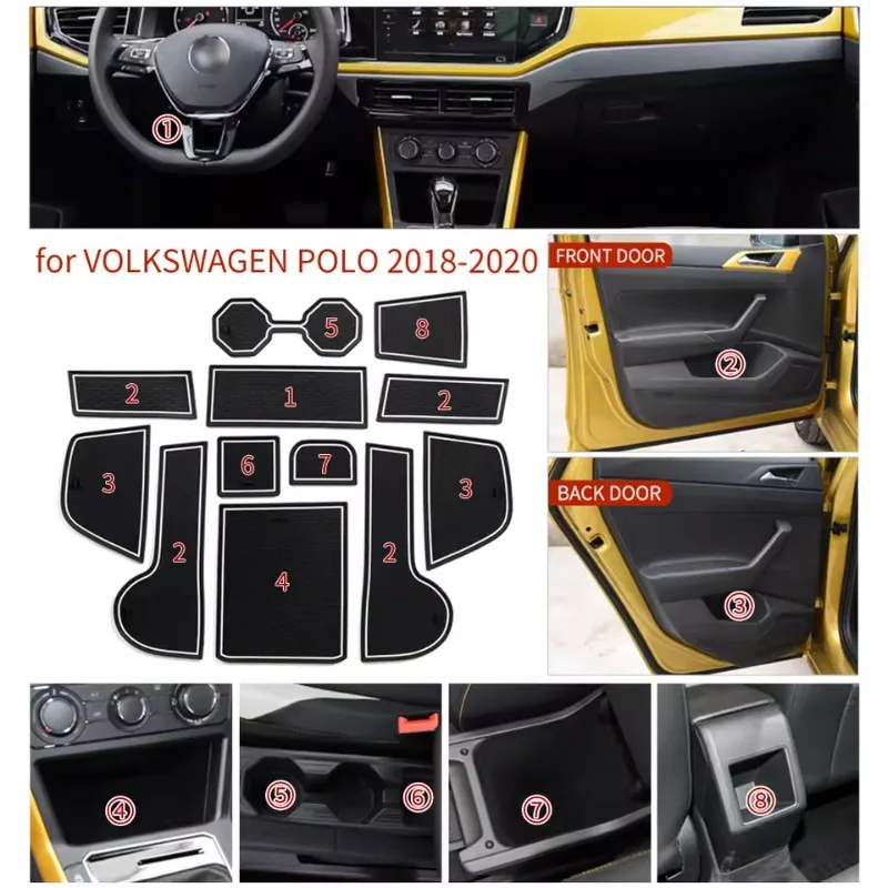 For VW Volkswagen POLO MK6 AW 2018-2023 Anti-slip Gate Slot Mat Car Door Groove Cup Pad Interior Accessories
For VW Volkswagen POLO MK6 AW 2018-2023 Anti-slip Gate Slot Mat Car Door Groove Cup Pad Interior Accessories