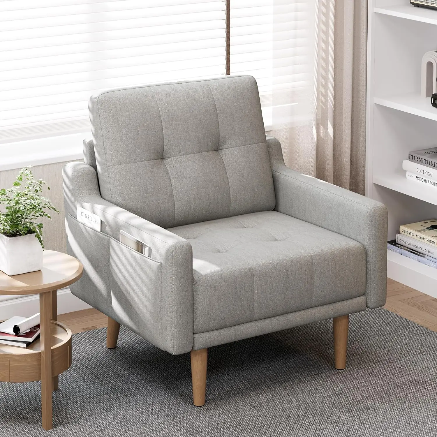 Mid Century Upholstered Accent Chair Comfy Reading With Wood Legs Modern Living Room Bedroom Small Space, Customized
Mid Century Upholstered Accent Chair Comfy Reading With Wood Legs Modern Living Room Bedroom Small Space, Customized