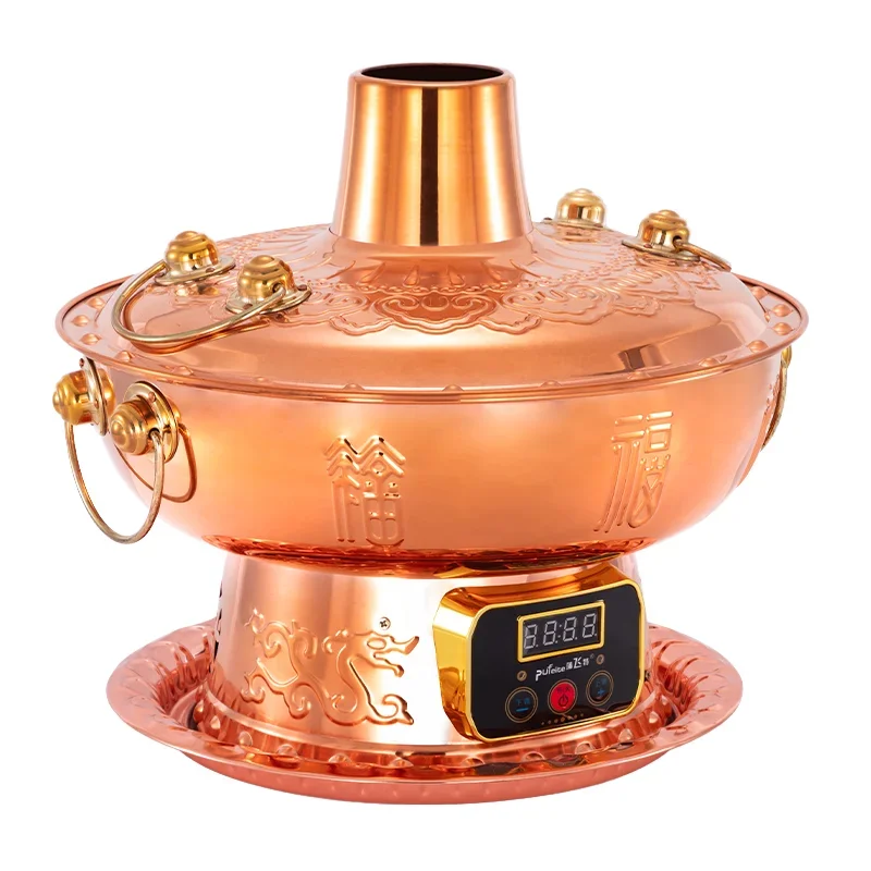 Electric copper hot pot with 2 handles factory price uncoated retro design style
Electric copper hot pot with 2 handles factory price uncoated retro design style