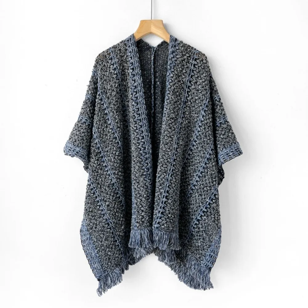 Модная теплая осенне-зимняя вязаная накидка в этническом стиле, элегантное монгольское пончо в полоску, шаль с кисточками для женщин
Модная теплая осенне-зимняя вязаная накидка в этническом стиле, элегантное монгольское пончо в полоску, шаль с кисточками для женщин