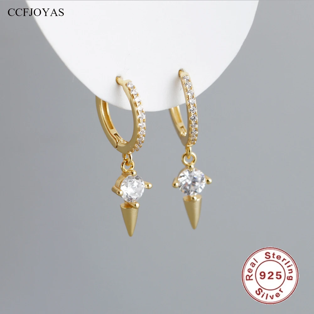 CCFJOYAS 100% Sterling Silver Round Zircon Awl Drop Earrings for Women European and American High-end Gold Silver color Jewelry
CCFJOYAS 100% Sterling Silver Round Zircon Awl Drop Earrings for Women European and American High-end Gold Silver color Jewelry