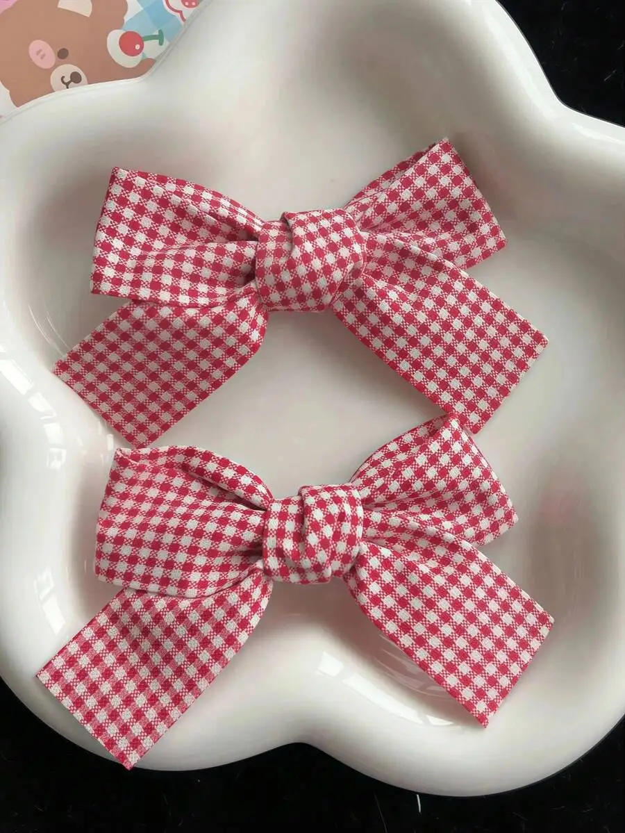 2pcs Red White Plaid Bow Hair Clips Fabric Barrettes Sweet Hair Accessories For Women
2pcs Red White Plaid Bow Hair Clips Fabric Barrettes Sweet Hair Accessories For Women
