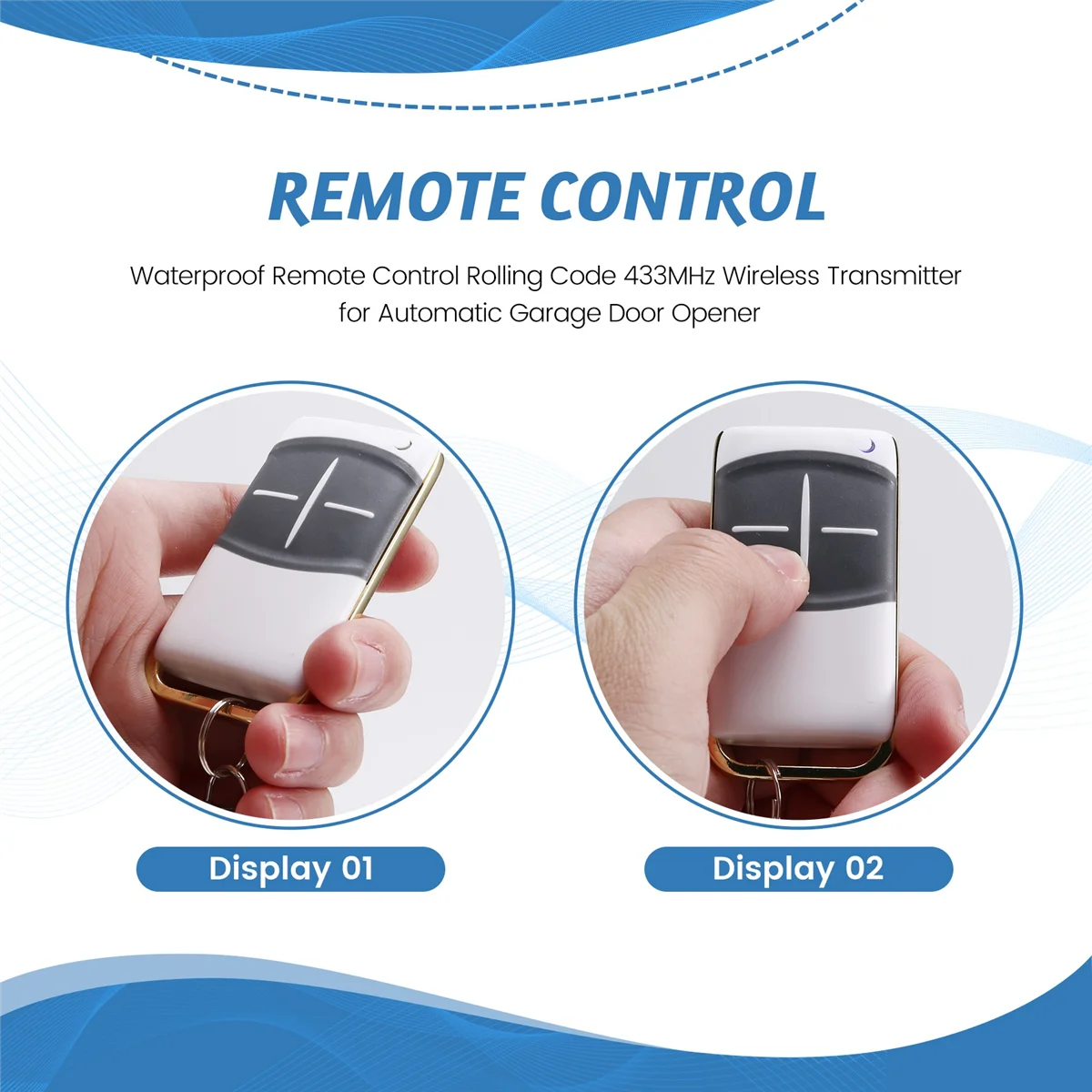 AM38M Waterproof Remote Control Rolling Code 433MHz Wireless Transmitter for Automatic Garage Door Opener
AM38M Waterproof Remote Control Rolling Code 433MHz Wireless Transmitter for Automatic Garage Door Opener