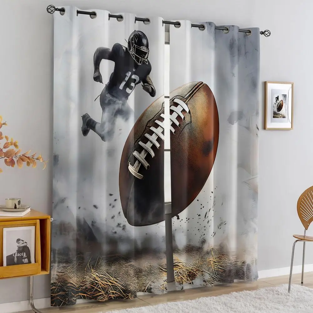 American Football Player Action Print Curtains 2Pc Black Jersey Sport Light Blocking Curtains Drapes for Boys Bedroom Decor Curt
American Football Player Action Print Curtains 2Pc Black Jersey Sport Light Blocking Curtains Drapes for Boys Bedroom Decor Curt